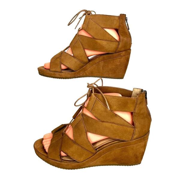 EILEEN FISHER Dibs 3 Inch Wedge Sandal in Tan Women's Size 9.5 - Picture 5 of 11